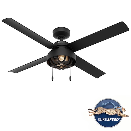 Hunter Hunter Spring Mill 52 in. Matte Black LED Indoor and Outdoor Ceiling Fan 50336